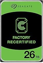 Seagate (Recertified Exos 26TB Internal Hard Drive HDD - 3.5 in CMR SATA 6Gb/s, 7200 RPM, 512MB Cache, 2.5M MTBF (ST26000NM000C) , Renewed