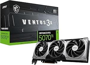 msi Gaming RTX 5070 Ti 16G Ventus 3X OC Graphics Card (16GB GDDR7, 256-bit, Extreme Performance: 2497 MHz, DisplayPort x 3 2.1a, HDMI 2.1b, NVIDIA Blackwell Architecture)