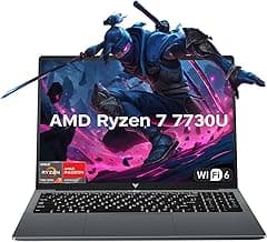 KAIGERR Light Gaming Laptop, 16.0inch Laptop Computer with AMD Ryzen 7 7730U(8C/16T, Up to 4.5GHz), 16GB RAM 512GB NVMe SSD Windows 11 Laptop, WiFi 6 for Creative & Business