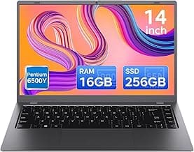 14 inch Laptop Computer - Pentium Processor with 16GB RAM 256GB SSD, Portable Lightweight Laptops, USB 3.2, Dual Type-C, HDMI, TF Card Slot, PC Laptop Good for Business and Student
