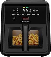 Chefman Air Fryer TurboFry 7-Qt, 6-in-1 High-Powered 450°F Cooking for Crispier Results, Compact Space-Saving Design, Air Fry, Bake, Broil, Reheat, Dehydrate, Defrost, Fast & Even Cooking – Black