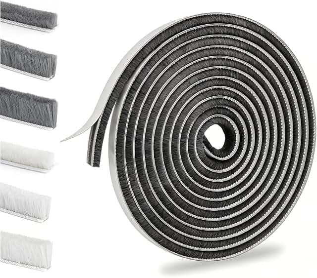 Bruiefpap 39.4FT Weather Stripping for Doors and Windows, Self-Adhesive Soundproofing Door Seal, Door Insulation for Sliding, Exterior, Frames and Front, 0.35'' Wide x 0.35'' Thick, Grey