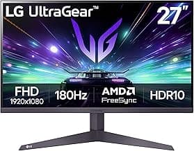 LG 27GS50F-B 27-inch FHD (1920 x 1080) Ultragear Gaming Monitor with 180Hz, 1ms MBR, HDR10, AMD FreeSync, HDMI, DisplayPort, 3-Side Virtually Borderless Design, Black