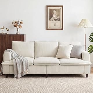 GRUSIGN 3 Seater Couch, 83" Comfy Corduroy Sofa with Deep Seat, Modern Sofa Couch for Living Room, Office, Bedroom, Apartment (Pillows not Included)