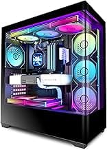 KEDIERS PC CASE ATX 7 PWM ARGB Fans Pre-Installed, Type-C Mid Tower Computer Case with Full-View Dual Tempered Glass, Gaming PC Case,Black,P4