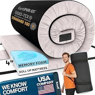 Hazli Matrix AirCell Memory Foam Camping Mattress Pad - CertiPUR-US Roll Up Mattress for Adults - Portable Foam Sleeping Mats for Camping - Camp Cot Sleeping Pad - Floor Sleep Mat Bed Roll for Car RV