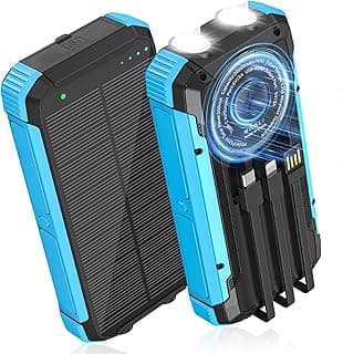 ERRBBIC Solar Charger Power Bank 20000mAh, Portable Wireless Charger, 15W Fast Charging External Battery Pack with Dual Flashlight and USB C Outputs, Outdoor Mobile Power Compatible with Cell Phones