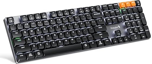 ProtoArc K310 Pro Bluetooth Mechanical Keyboard, Wireless Backlit Keyboard for Mac/Windows, Low Profile Quiet Mechanical Keyboards, Multi-Device, Programmable Keys, Aluminum, Full Size