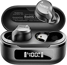 TOZO NC9 Hybrid Active Noise Cancelling Wireless Earbuds, 6 Mics ENC Clear Call, IPX8 Waterproof, in Ear Bluetooth 5.3 Headphones Stereo Bass Ear Buds 60H Playtime with LED Display 32 EQs via APP