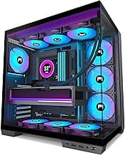 H1 HYXN ATX PC Case - Pre-Installed with 7 PWM ARGB Fans - Dual Cavity Mid-Tower PC Gaming Case - with Type-C - Can Hold up to 3X 360mm Radiator Support simultaneously (Black, H1)