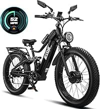 6000W/5000W Dual Motor Electric Bike for Adults 52MPH with 60V32A, 26x4 Fat Tire All Terrain Ebikes, Full Suspension E Bike, SHM 7-Speed Gear Electric Bicycle