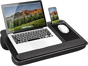 LAPGEAR Home Office Pro Lap Desk with Wrist Rest, Mouse Pad, and Phone Holder - Black Carbon - Fits up to 15.6 Inch Laptops - Style No. 91598