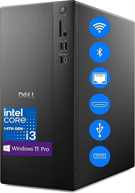 Dell ECT1250 Tower Desktop Computer for Ultimate Home & Office Multitasking, 14th Gen Intel 4-Core CPU, 64GB DDR5 RAM, 2TB PCIe SSD, 4K Dual Monitor Support, WiFi 6, Bluetooth, Windows 11 Pro