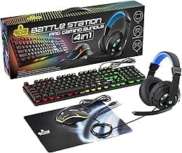 Game Punk 4-Piece PC Gaming Bundle with RGB Keyboard, LED Gaming Mouse, Mouse Pad & Light-Up Headset with Mic, Ergonomic Gamer Accessories for PC, PS4, PS5 & Xbox