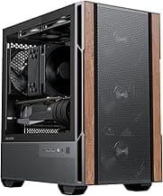 Genuine Walnut Wood Micro ATX Case, MATX PC Case with 4 × 120mm 3 Pin Non-PWM Case Fans Pre-Installed, Temper Glass Side Panel, with Type-C, Black, Cypress 3 Wood