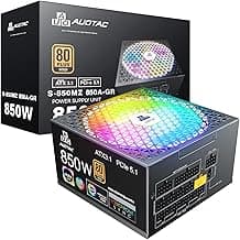 850W Fully Modular Power Supply, 80+ Gold Certified PSU, ATX 3.1 & PCIe 5.1 Ready, 12V-2x6 Native Connector, 140mm RGB Low-Noise Smart Fan, 105℃ Japanese Capacitors, Black