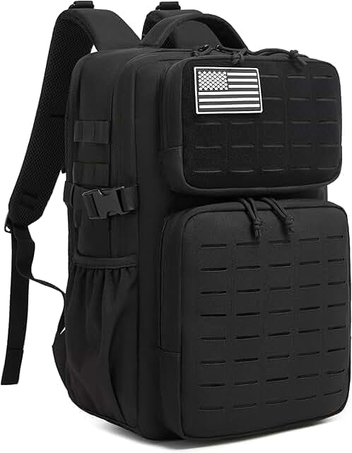 Wotony Military Tactical Backpack for Men Waterproof Daypack 3 Day Assault Pack Laser-Cut MOLLE Webbing Design with Water Bottle Holder Black Small Tactical Assault Bag