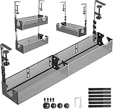 Multi-Model Under Desk Cable Management Tray 2 Packs Metal Under Desk Wire Management Clamp Mount Under Table Cord Management No Damage The Desk (Black)