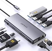 11-in-1 USB C Hub Multiport Adapter, USB C Docking Station with 4K HDMI, VGA 1080P, 100W PD, Ethernet, SD/TF, Audio, USB 3.0 Port, Laptop Dock for MacBook Pro/Air, iPad, Windows