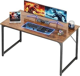 PRAISUN 47 X 24 Inch Computer Desk with Deeper Desktop, Gaming Office Writing Work Desk for Home Office, Study, Bedroom, Work from Home, Metal Frame, Rustic Brown