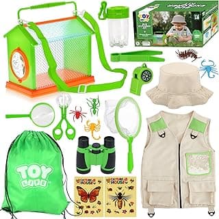 TOY Life Kids Explorer Kit with Bug Catcher for Kids, Bug Catching Kit with Bug Toys, Kid Safari Vest & Hat, Compass, Binoculars, Magnifying Glass, Educational Outdoor Toys Boys Kid Adventure Kit