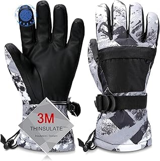 Ski Gloves, Waterproof and Breathable Snow Gloves for Cold Weather, Men & Women Boys and Girls