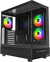MONTECH XR-B, ATX Mid-Tower PC Gaming Case, 3x120mm ARGB PWM Fans Pre-Installed, Full-View Dual Tempered Glass Panel, Wood-Grain Design I/O Interface, 4090 GPUs, 360mm Radiator Support, Black