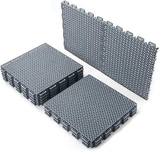 Fast-Drying Outdoor Decking for Garden, Kennel, Storage Shed, Basement, Garage, Patio, Bathroom, 10 PCS 12''x12''x0.59'' Heavy-Duty Interlocking Decking Tiles, Maximum Bearing Capacity up to 6613 LBs