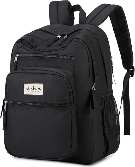 abshoo 32L Big Student Laptop Backpack For College Men Women Middle High School Teen Bookbag Travel Backpack Daypack (Black)
