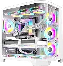 RUIX OV303 ATX Mid-Tower PC Case, Pre-Installed 4 x 120mm Prism ARGB PWM Fans, USB 3.0 & Type-C Ports, High-Airflow Gaming Computer Case - White