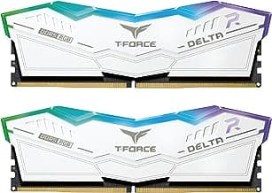 TEAMGROUP T-Force Delta RGB DDR5 Ram 32GB (2x16GB) 6000MHz PC5-48000 CL30 Intel XMP 3.0 & AMD Expo Compatible Desktop Memory Module Ram White FF4D532G6000HC30DC01
