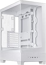 ASUS A31 White ATX Mid-Tower Gaming Case, Dual Tempered Glass, Frameless, BTF Hidden Connectors, 360 AIO Support, Angled Base, ARGB, Optimized Airflow, Seamless Cable Management
