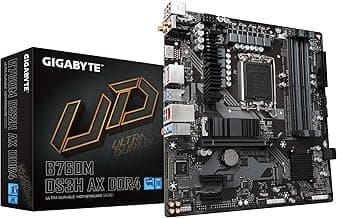 GIGABYTE B760M DS3H AX DDR4 Intel LGA 1700 mATX Motherboard, Support Intel Core 14th/13th/12th Gen, DDR4, 6+2+1 Power Phase, 2X M.2, PCIe 4.0, USB-C, WIFI6E, 2.5GbE LAN, Q-Flash Plus, PCIe EZ-Latch
