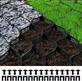 VEVOR Ground Grid 25 ft x 9.5 ft, 1885 lbs per Sq Ft Load Geo Grid, 3" Depth Permeable Stabilization System for DIY Patio, Walkway, Shed Base, Light Vehicle Driveway, Parking Lot, Grass, and Gravel