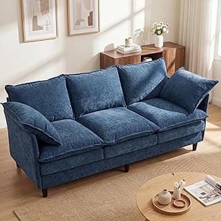 3 Seater Couch Sofa, 69" Small Couch Modern Cozy Comfy Cloud Chenille Sofa 23" Deep 1 Box & 2 Pillows & Washable Cover Couches for Living Room Bedroom Apartment Office 69-Blue