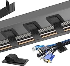 Cable Management Under Desk, 【Up to 15 Cord】【Enhanced Wire Holder】 Cord Organizer, Adjustable Hook and Loop Cable Ties, Home Office Essentials, Cable Hider Clips Under Table, 20 Pair