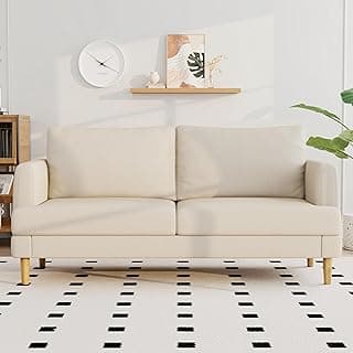 70" Modern Loveseat Sofa with USB Type-C Ports, Linen Fabric 2-Seater Deep Seat Couch, Cozy Small Couch Sofa for Living Room Bedroom Office Apartment (Beige)