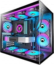 H3 HYXN ATX PC Case - Pre-Installed with 3 ARGB Fans - Compact Dual Cavity Mid-Tower PC Gaming Case - with Type-C 3.2-360mm Radiator Support, Black