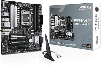 ASUS Prime B650M-A AX II AMD B650 AM5 Ryzen™ Desktop 9000 8000 & 7000 Micro-ATX mATX Motherboard, DDR5, PCIe 5.0 M.2, 2.5Gb LAN, Wi-Fi 6, DisplayPort, HDMI®, BIOS Flashback™ (Renewed)