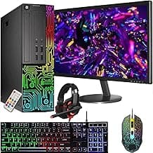 Dell OptiPlex Desktop RGB Computer PC, Intel Core i7 Core Processor, 16G RAM, 512G SSD, 24 Inch HDMI Monitor, RGB Keyboard & Mouse & Headset, WiFi, Windows 11 Pro (Renewed)