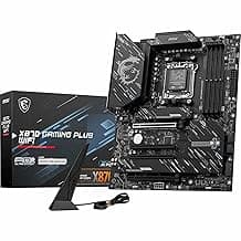 MSI X870 Gaming Plus WiFi Motherboard, ATX - Supports AMD Ryzen 9000/8000 / 7000 Processors, AM5-60A SPS VRM, DDR5 Memory Boost 8200+ MT/s (OC), PCIe 5.0 x16 & 4.0 x16, M.2 Gen5, Wi-Fi 7, 5G LAN