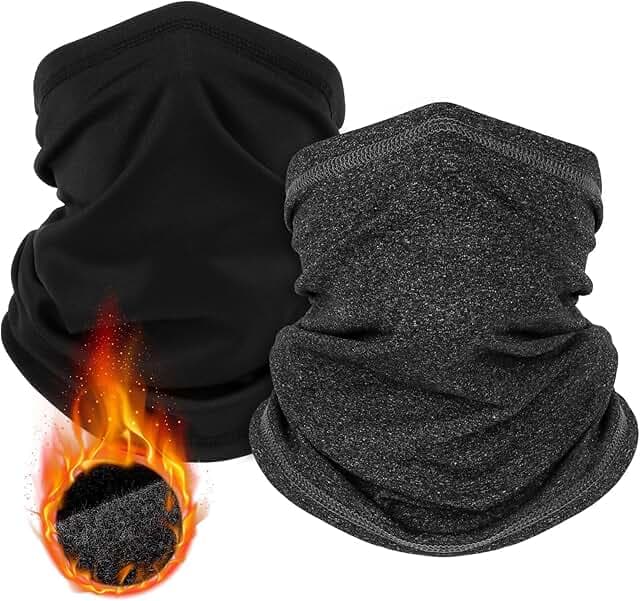 2 Pack Winter Neck Gaiter Warmer for Men&Women,Windproof Face Cover Fleece Face Mask Scarf for Cold Weather Sport