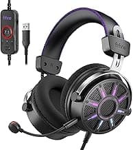 FIFINE Wired Open Back Gaming Headset, Open Acoustic Audio, Breathable Mesh Fabric, 7.1 Surround Sound, Vibrant RGB, USB Control Box, Over-Ear Headphone with Mic for PC, PS5/PS4, Laptop, Mac - H19BP