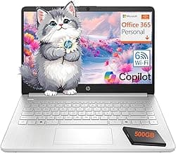 HP Essential Laptop Computer for Home and Student with Office 365, 2026 Edition, 128GB Storage- Intel Processor - LED Display, 500GB External HDD, Portable Design, Copilot AI, Win 11 Home S