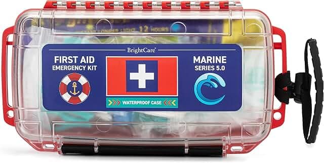 Marine Waterproof First Aid Kit for Boat, Kayak, Sailing & Beach – Floating Hard Case with Emergency Medical Supplies, Survival Gear & Safety Essentials