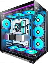 F600 PC Case - Pre-Installed 7 PWM ARGB Fan, ATX Mid-Tower Gaming PC Case, 270° Panoramic Glass with Type-C, FOIFKIN (Black, F600)