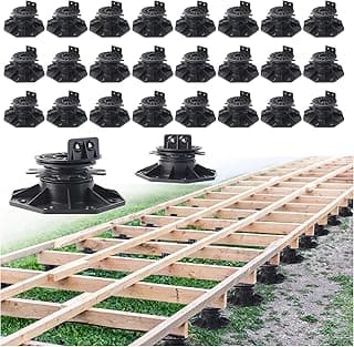 26-Pack Adjustable Pedestal for Tiles, Decking, Pavers - 40-70mm Height Range - Plastic Decking Supports - Effortless Leveling & Drainage - Deck Foundation Base Flooring Platform Joist Beams Support