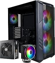 Cooler Master HAF 500 Pro Bundle – PC Case + PSU + CPU Cooler, High Airflow ATX Mid-Tower PC Case with Dual 200mm ARGB Fans + Hyper 212 Halo CPU Air Cooler + MWE 650W Gold Power Supply
