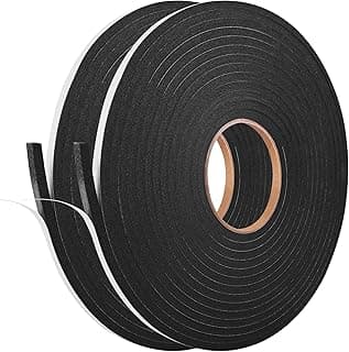 Kikerike Self Adhesive Foam Tape Weatherstrip 1/4In x 1/4In x 50Ft High Density Foam Insulation Strips Seal Weather Stripping with Strong Adhesive for Door and Window Sound Isolation Soundproofing