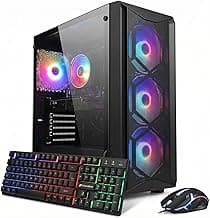 Gaming PC Computer Desktop, Intel Core i7 8th Gen up to 4.1GHz, GeForce RTX 3050 6G, 16G DDR4, 1T SSD, WiFi 6, BT 5.2, RGB Fan x4, Windows 11 Home